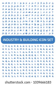 Industrial and factory vector icon set 