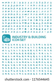 Industrial and factory vector icon set