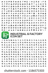 Industrial and factory vector icon set