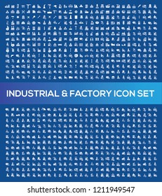 Industrial and factory vector icon set