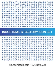 Industrial and factory vector icon set