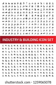 Industrial and factory vector icon set