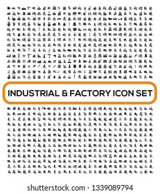 Industrial and factory vector icon set