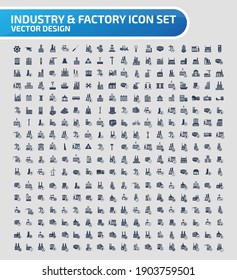 Industrial and factory vector icon set
