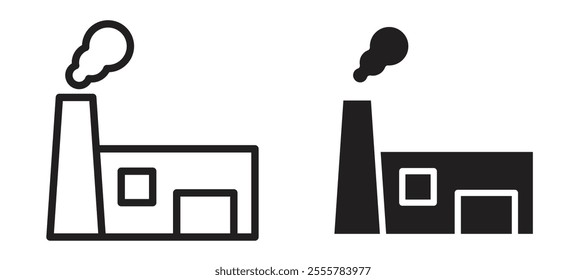 Industrial factory vector icon set in black color.