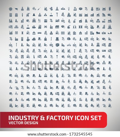 Industrial and factory vector icon set