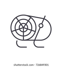 industrial fan, heater vector line icon, sign, illustration on background, editable strokes