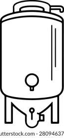 Industrial fermentation tank brewery vector line icon