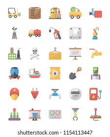 Industrial Flat Vector Icons Collection 
