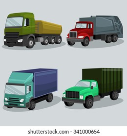 Industrial freight vehicles vector image design set for your illustration, decoration, labels, stickers and other creative needs. 