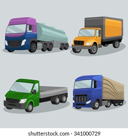 Industrial freight vehicles vector image design set for your illustration, decoration, labels, stickers and other creative needs. 