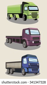 Industrial freight vehicles vector image design set for your illustration, decoration, labels, stickers and other creative needs. 
