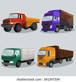 Industrial freight vehicles vector image design set for your illustration, decoration, labels, stickers and other creative needs. 