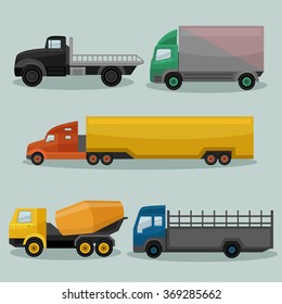 Industrial freight vehicles vector image design set for your illustration, decoration, labels, stickers and other creative needs. 