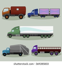 Industrial freight vehicles vector image design set for your illustration, decoration, labels, stickers and other creative needs. 