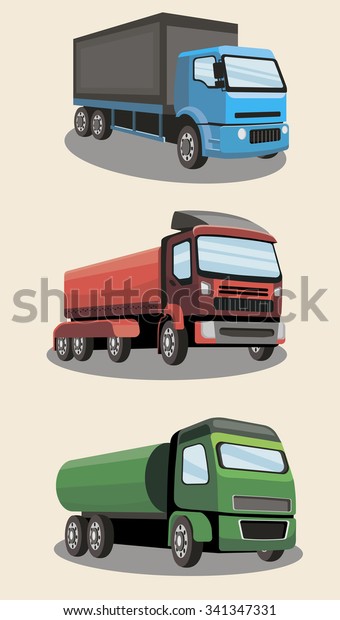 Industrial freight vehicles vector image design set for\
your illustration, decoration, labels, stickers and other creative\
needs. 