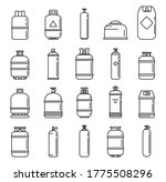 Industrial gas cylinders icons set. Outline set of industrial gas cylinders vector icons for web design isolated on white background