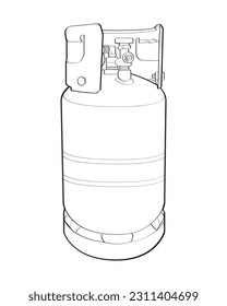 Industrial gas cylinders vector outline. Outline of industrial gas cylinders vector icon design isolated on white background.
