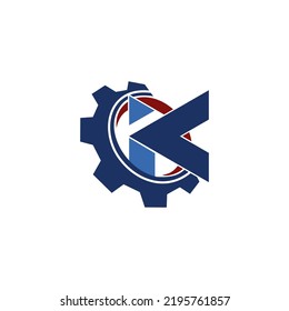 Industrial Gear component letter i and K logos vector factory logo