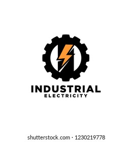 industrial gear lightning logo vector