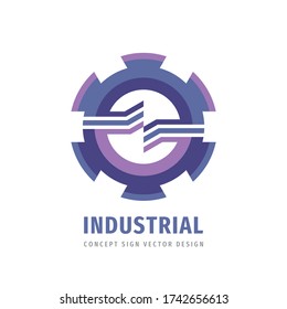 Industrial gear logo template design. Business factory sign. Cogwheel symbol. SEO icon. Vector illustration. 