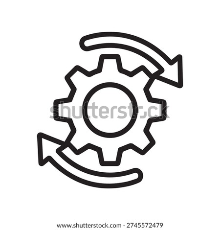 Industrial Gear with Rotating Arrows Icon for Workflow Optimization and System Integration