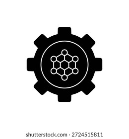 Icono de Tecnología de engranajes de Industrial con diseño de ingeniería hexagonal