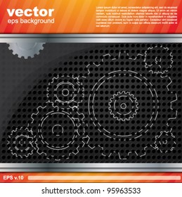 Industrial gears background, orange and black colors