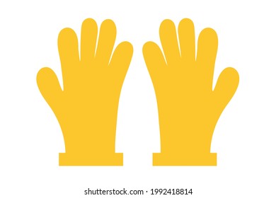 Industrial gloves on an isolated white background. Construction or renovation. Construction accessories for hand protection as a design element or logo. Vector illustration.