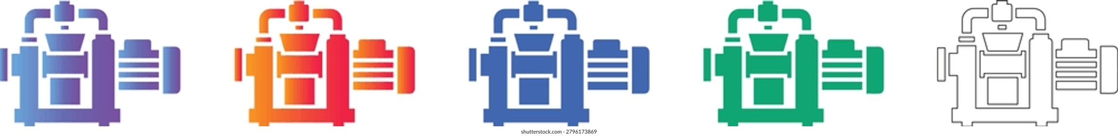 Industrial Grinder Machine Icon Set vol 1394