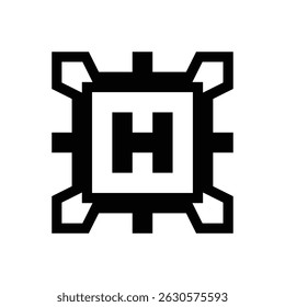 Logotipo de monograma H industrial no ícone de engrenagem