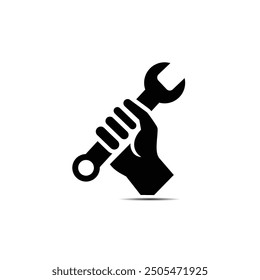 Industrial Hand Holding Wrench Icon - Perfect for Repair Services and Labor Day