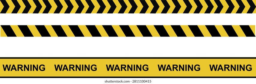 Industrial hazard warning stripes and caution tapes with warning text industrial construction attention boundary demarcation restricted security workplace protection