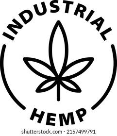 industrial hemp black outline badge icon label isolated vector on transparent background