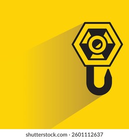industrial hook icon with shadow yellow background