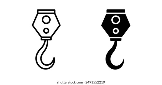 Industrial hook vector icon set in black color.