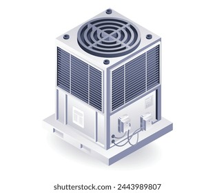 Industrial HVAC blower equipment exhaust system isometric 3d illustration