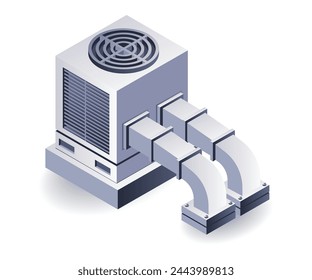 Industrie und Gewerbe HVAC-Kanal flache isometrische 3D-Illustration