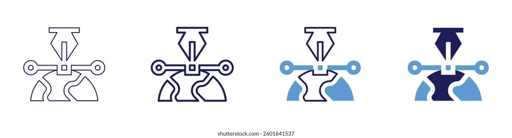 Industrial design​ icon in 4 different styles. Thin Line, Line, Bold Line, Duotone. Duotone style. Editable stroke.