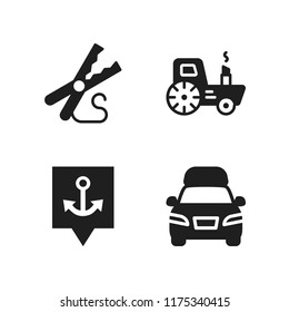 industrial icon. 4 industrial vector icons set. delivery truck, power and port location icons for web and design about industrial theme