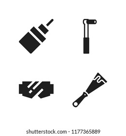 industrial icon. 4 industrial vector icons set. scraper, glue and goggles icons for web and design about industrial theme