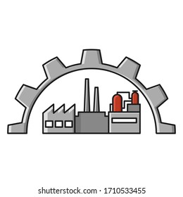 Industrial icon. Factory. Flat style. Isolated on white background. 