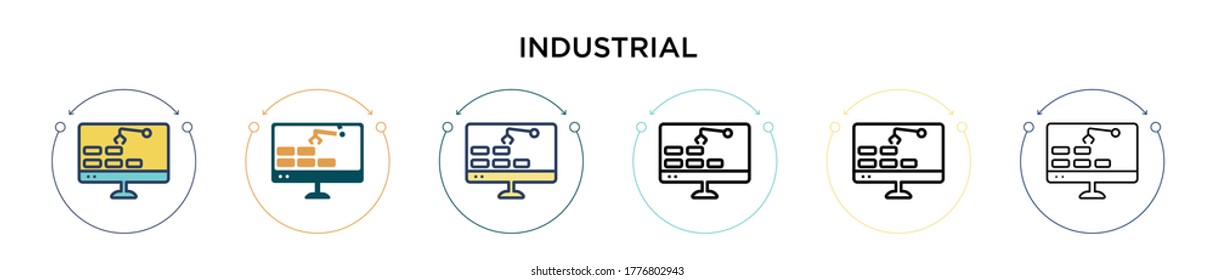 Industrial icon in filled, thin line, outline and stroke style. Vector illustration of two colored and black industrial vector icons designs can be used for mobile, ui, web