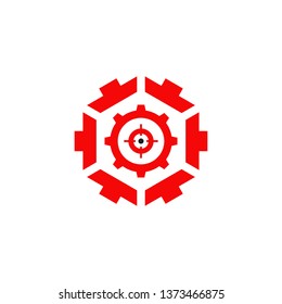 Industrial icon logo design with using gear icon