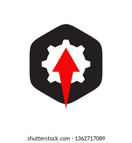 Industrial icon logo design vector template with gear icon