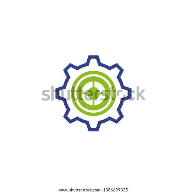 Industrial icon logo design vector template with\
gear icon