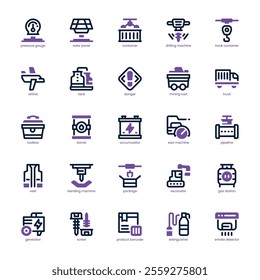Industrial Icon pack for your website, mobile, presentation, and logo design. Industrial Icon dual tone design. Vector graphics illustration and editable stroke.