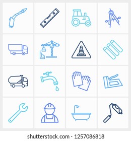 Industrial icon set and builder with pipes, crane building and bathtub. Bathroom related industrial icon vector for web UI logo design.