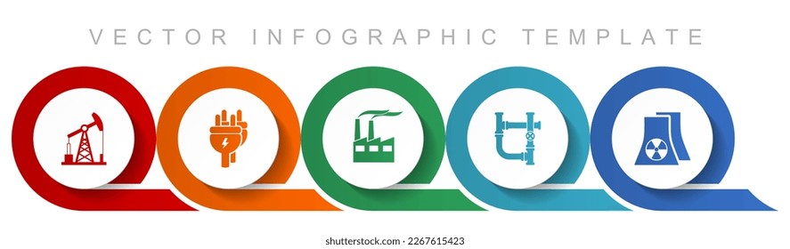 Industrial icon set, miscellaneous icons such as oil industry, electricity, factory and nuclear power plant for webdesign and mobile applications, flat design infographic vector template in eps 10