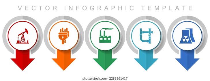 Conjunto de íconos industriales, íconos varios de puntero como la industria petrolera, la electricidad, la fábrica y la planta de energía nuclear para el diseño web y aplicaciones móviles, diseño moderno infográfico vectores tempatatatatatataty